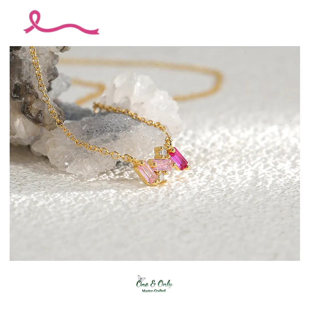 I Am Enough Pink Broken Necklace | Meaningful Jewelry Gift For Cancer Fighter