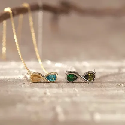 Infinite Love Birthstone Necklace – Custom Month Stone Pendant for Mother & Daughter💝
