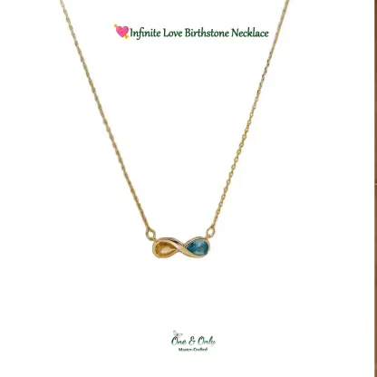 Infinite Love Birthstone Necklace – Custom Month Stone Pendant for Mother & Daughter💝