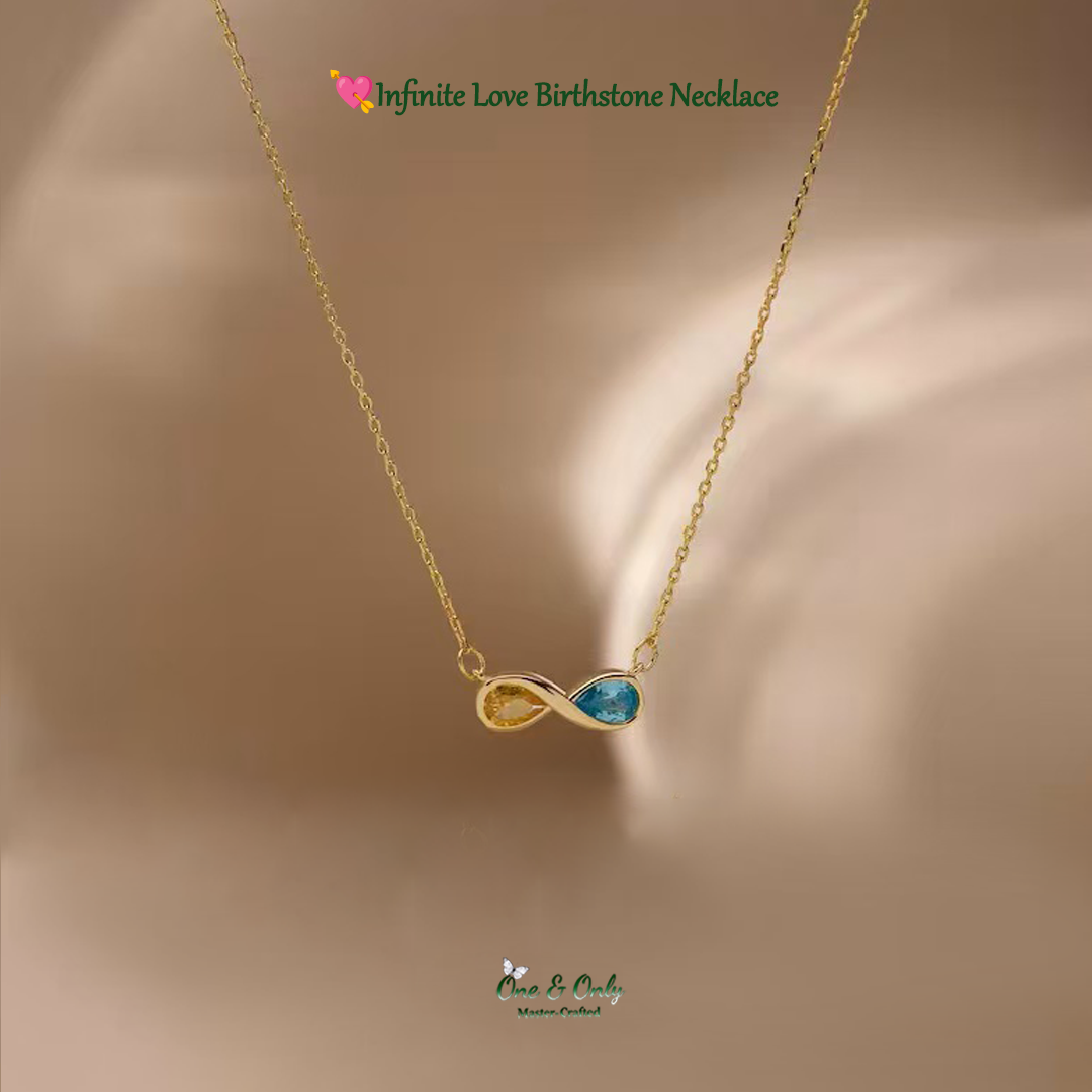 Infinite Love Birthstone Necklace – Custom Month Stone Pendant for Mother & Daughter💝
