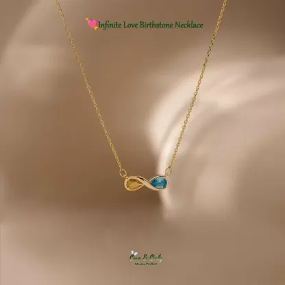 Infinite Love Birthstone Necklace – Custom Month Stone Pendant for Mother & Daughter💝