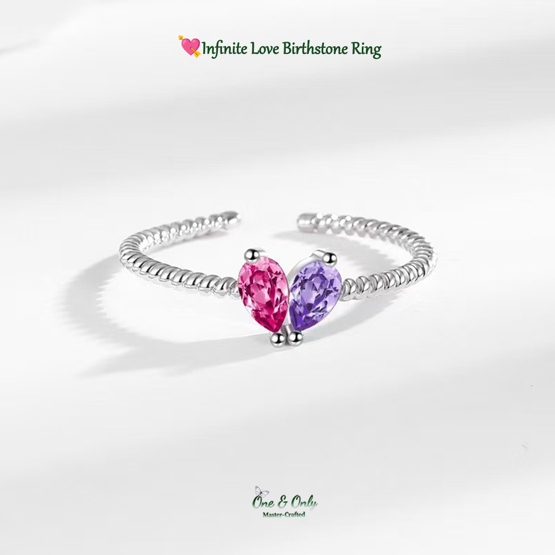 💘Valentine’s Day Gift for Mother & Daughter – Infinite Love Birthstone Ring – Custom 12-Month Stone  🎁 