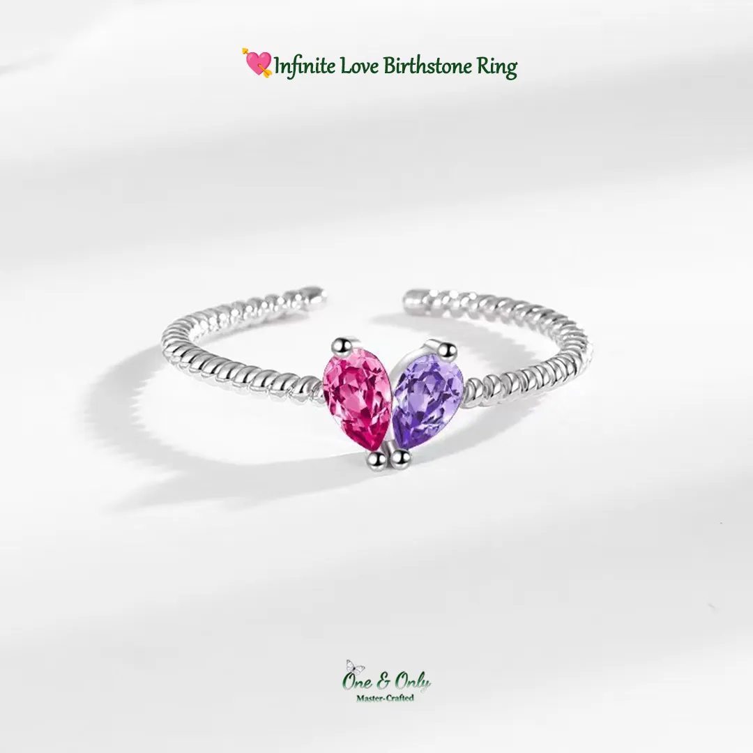 💘Valentine’s Day Gift for Mother & Daughter – Infinite Love Birthstone Ring – Custom 12-Month Stone  🎁 