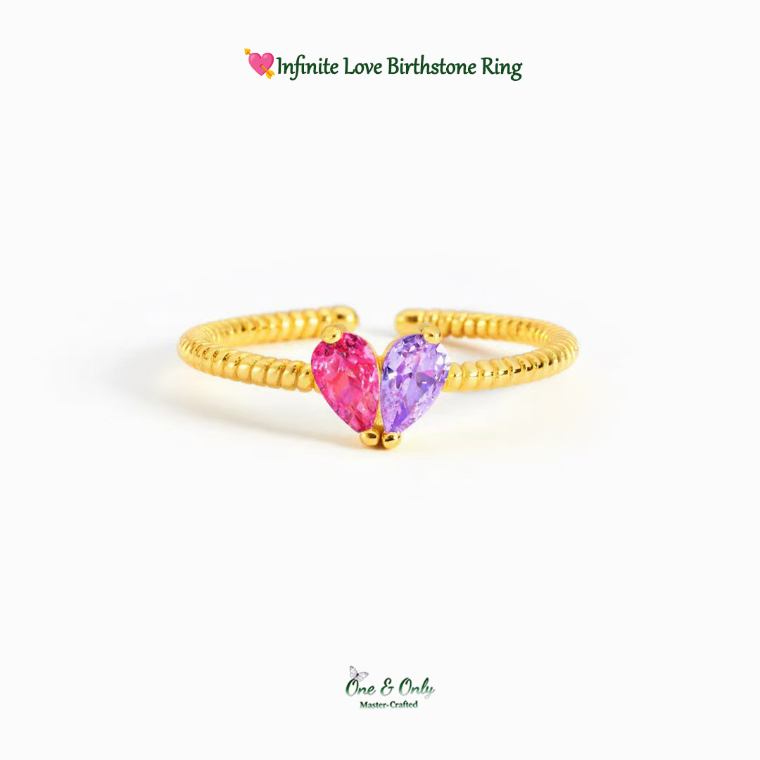💘Valentine’s Day Gift for Mother & Daughter – Infinite Love Birthstone Ring – Custom 12-Month Stone  🎁 