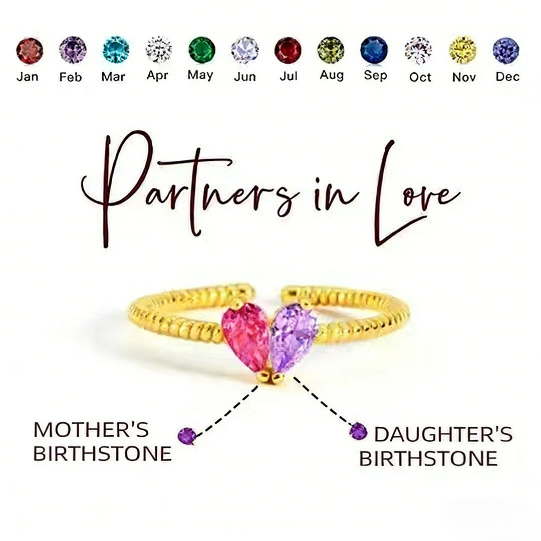 💘Valentine’s Day Gift for Mother & Daughter – Infinite Love Birthstone Ring – Custom 12-Month Stone  🎁 