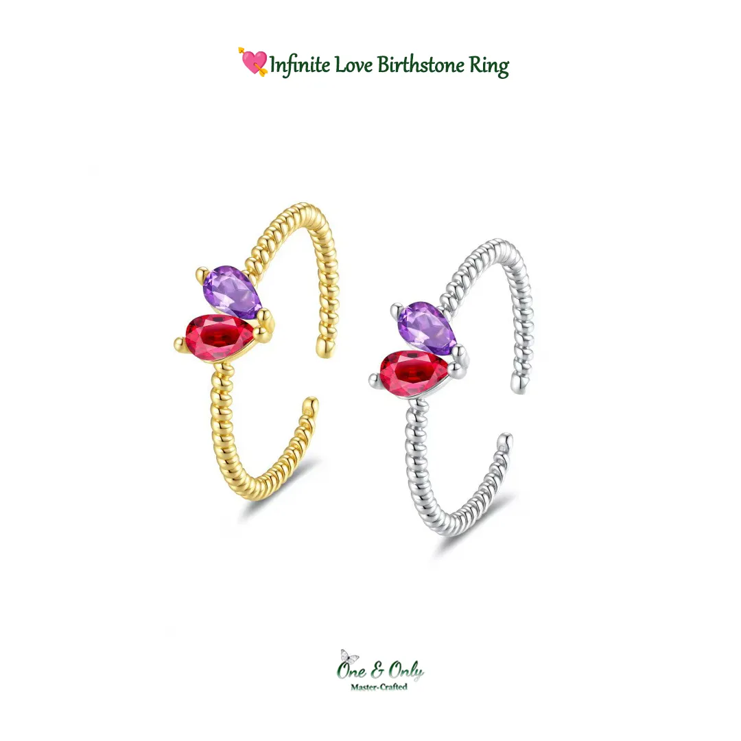 💘Valentine’s Day Gift for Mother & Daughter – Infinite Love Birthstone Ring – Custom 12-Month Stone  🎁 