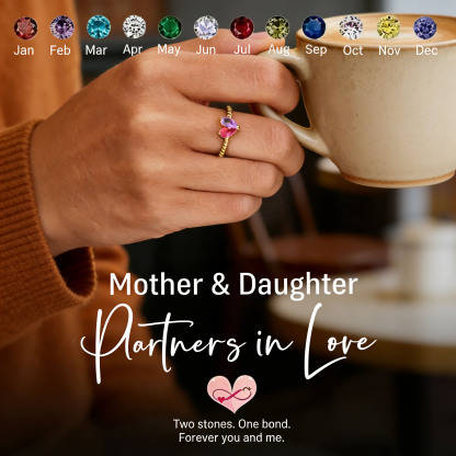 💘Valentine’s Day Gift for Mother & Daughter – Infinite Love Birthstone Ring – Custom 12-Month Stone  🎁 