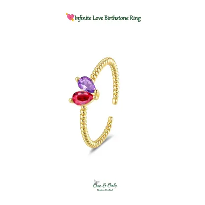 💘Valentine’s Day Gift for Mother & Daughter – Infinite Love Birthstone Ring – Custom 12-Month Stone  🎁 