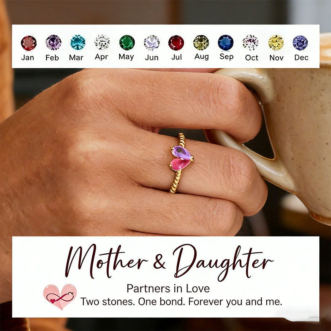 💘Valentine’s Day Gift for Mother & Daughter – Infinite Love Birthstone Ring – Custom 12-Month Stone  🎁 