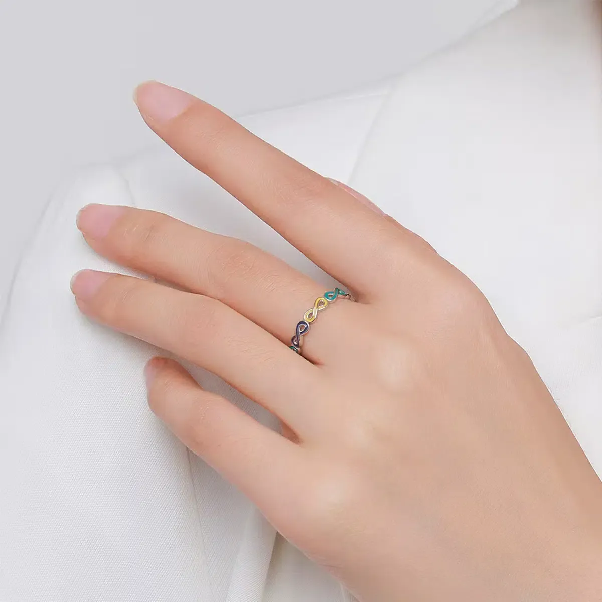 Sterling S925 Silve + 5A CZ | Infinity Colorwave Ring | Nickel-Free Plating