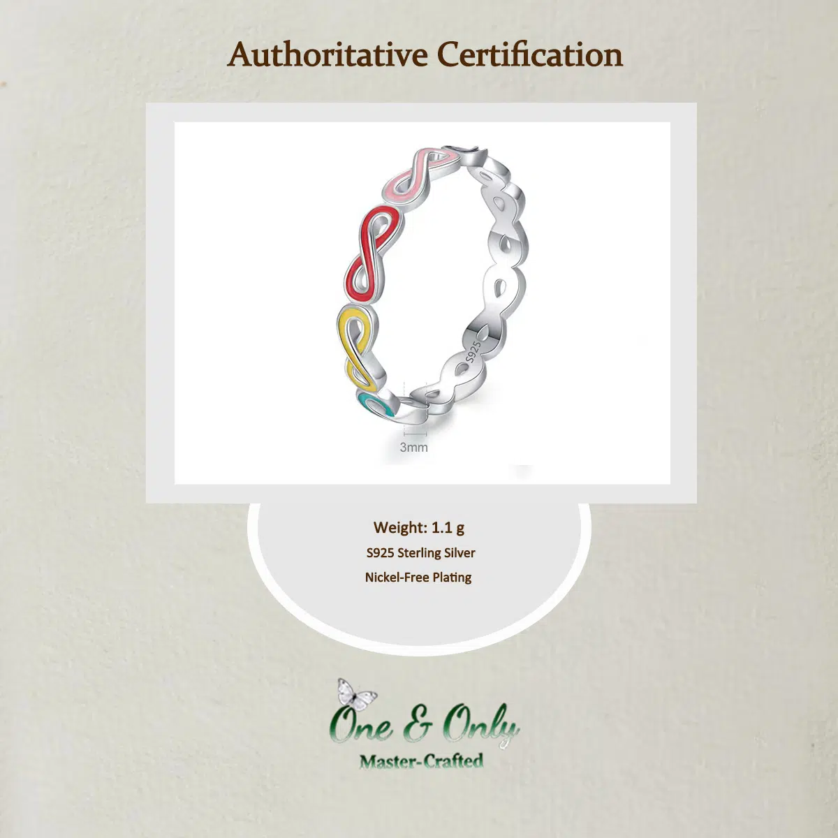 Sterling S925 Silve + 5A CZ | Infinity Colorwave Ring | Nickel-Free Plating