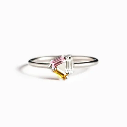 Intertwined Destiny Ring | Geometric Sterling Silver | Custom 3-6 Birthstones | Modern Heirloom Jewelry for Her
