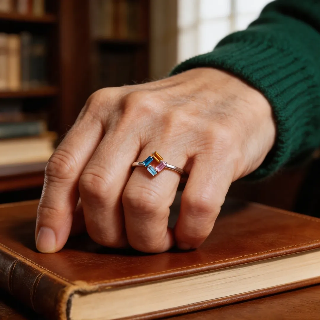 Intertwined Destiny Ring | Geometric Sterling Silver | Custom 3-6 Birthstones | Modern Heirloom Jewelry for Her