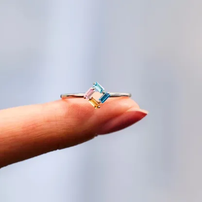 Intertwined Destiny Ring | Geometric Sterling Silver | Custom 3-6 Birthstones | Modern Heirloom Jewelry for Her