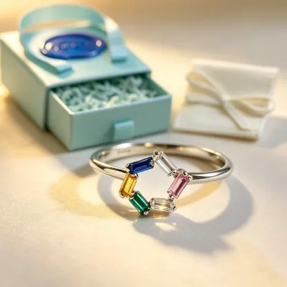 Intertwined Destiny Ring | Geometric Sterling Silver | Custom 3-6 Birthstones | Modern Heirloom Jewelry for Her