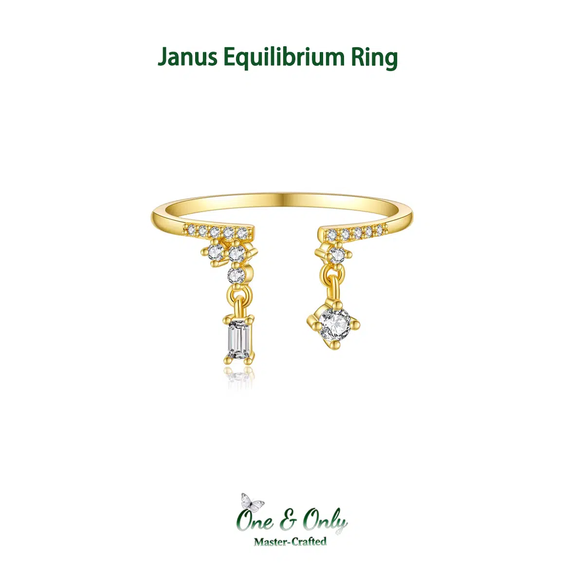 Sterling S925 Silve + 5A Cubic Zirconia | Janus Equilibrium Ring | Nickel-Free Plating