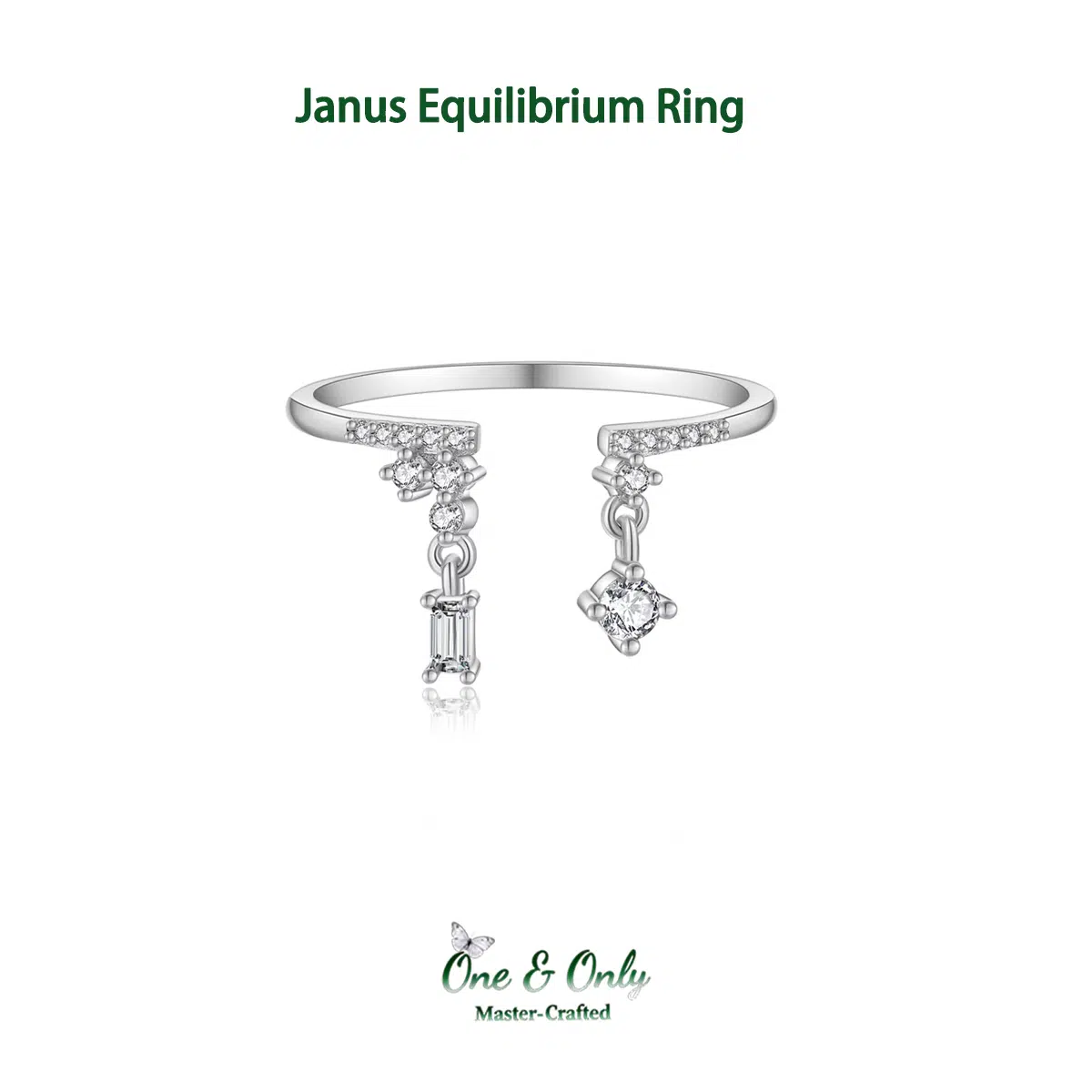 Sterling S925 Silve + 5A Cubic Zirconia | Janus Equilibrium Ring | Nickel-Free Plating