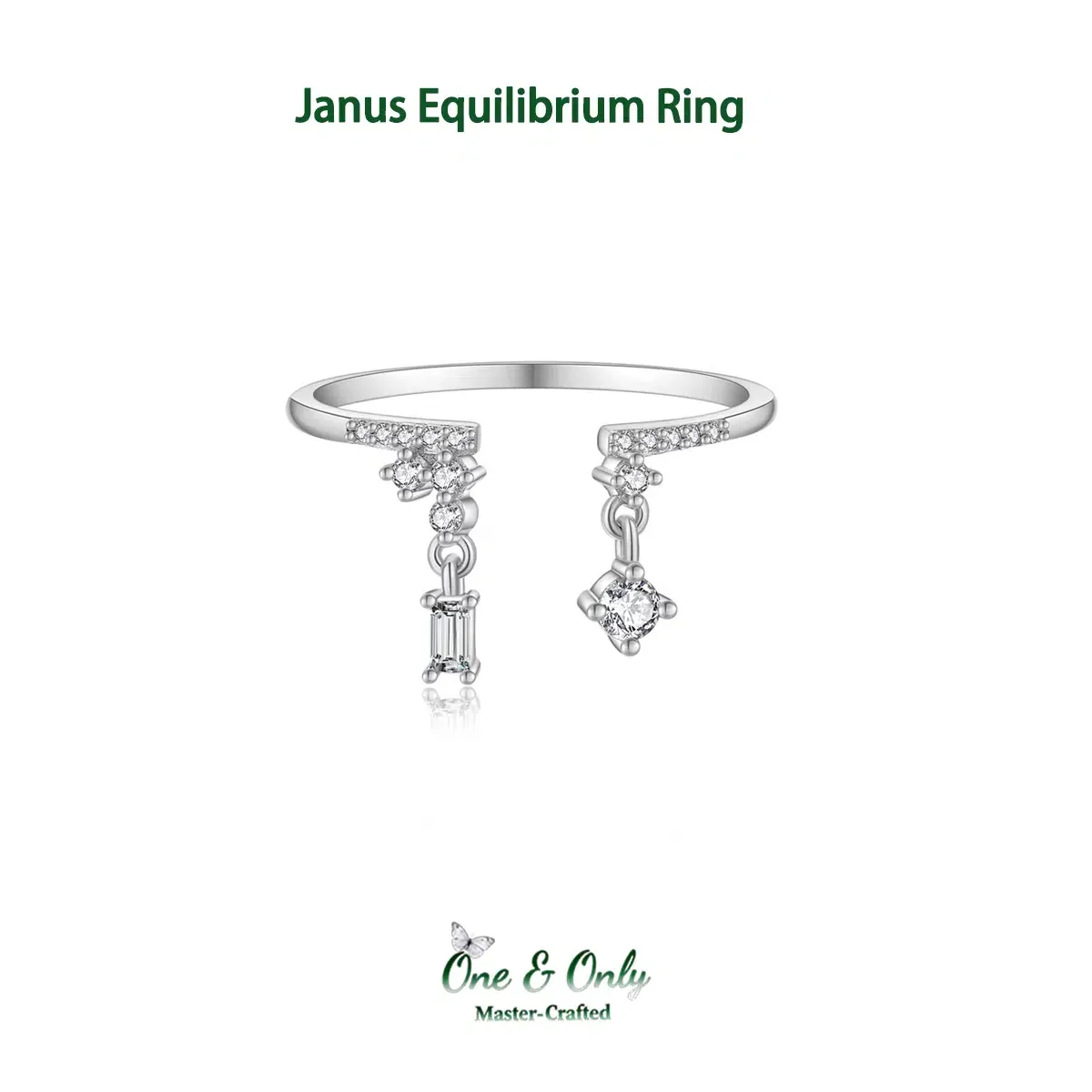 Sterling S925 Silve + 5A Cubic Zirconia | Janus Equilibrium Ring | Nickel-Free Plating