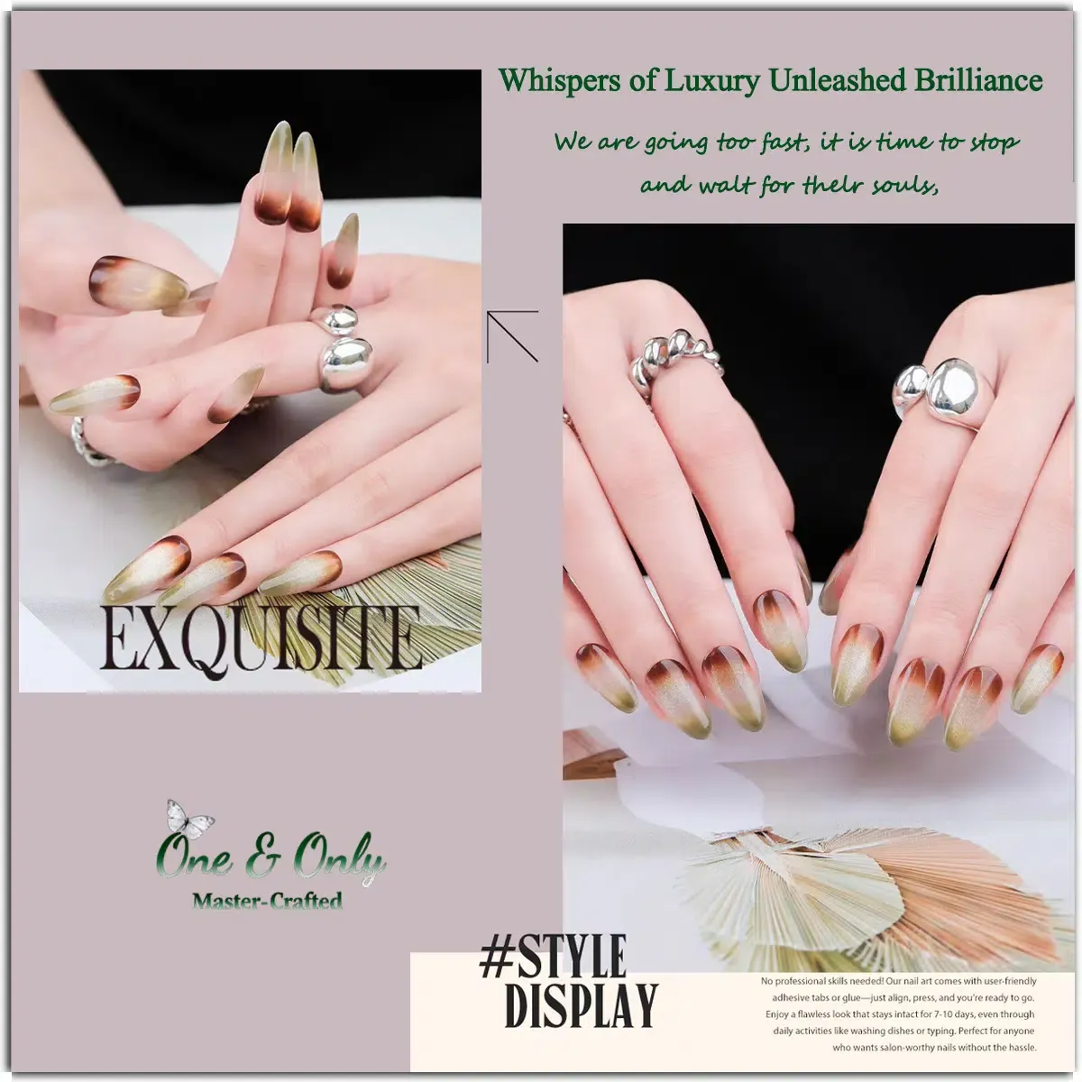 Latte Series Press - Avocado Latte | Handcrafted press-on nails