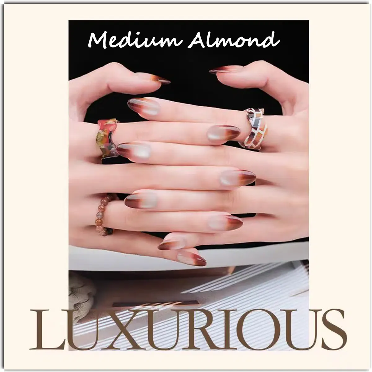 Latte Series Press - Black Tea Latte | Handcrafted press-on nails