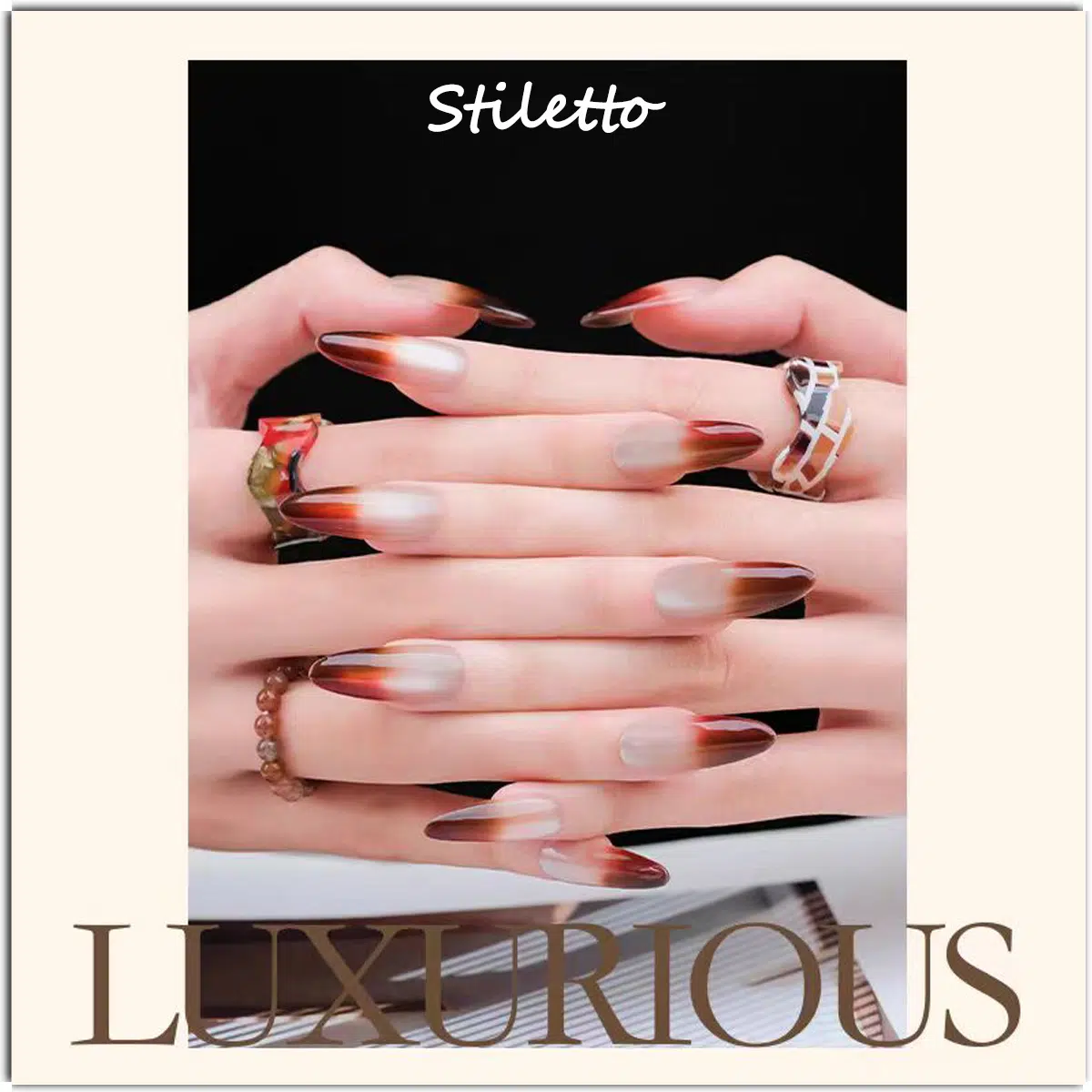 Latte Series Press - Black Tea Latte | Handcrafted press-on nails