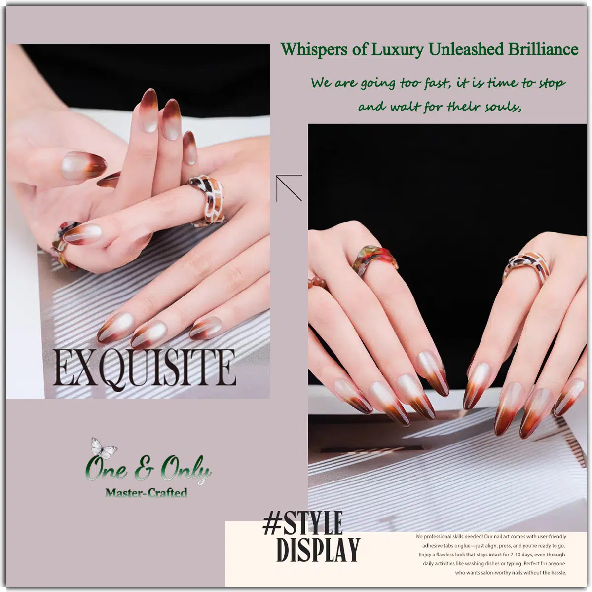 Latte Series Press - Black Tea Latte | Handcrafted press-on nails