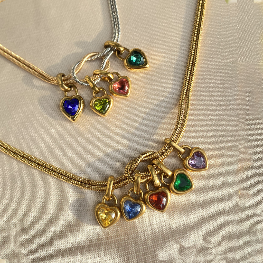 Custom Love Birthstone Knot Bracelet – Up to 14 Heart-Shaped Birthstones forGrandma