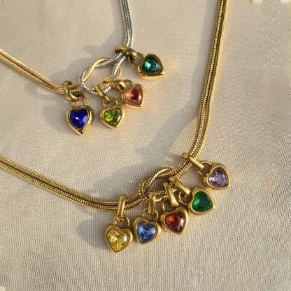 Custom Love Birthstone Knot Bracelet – Up to 14 Heart-Shaped Birthstones forGrandma