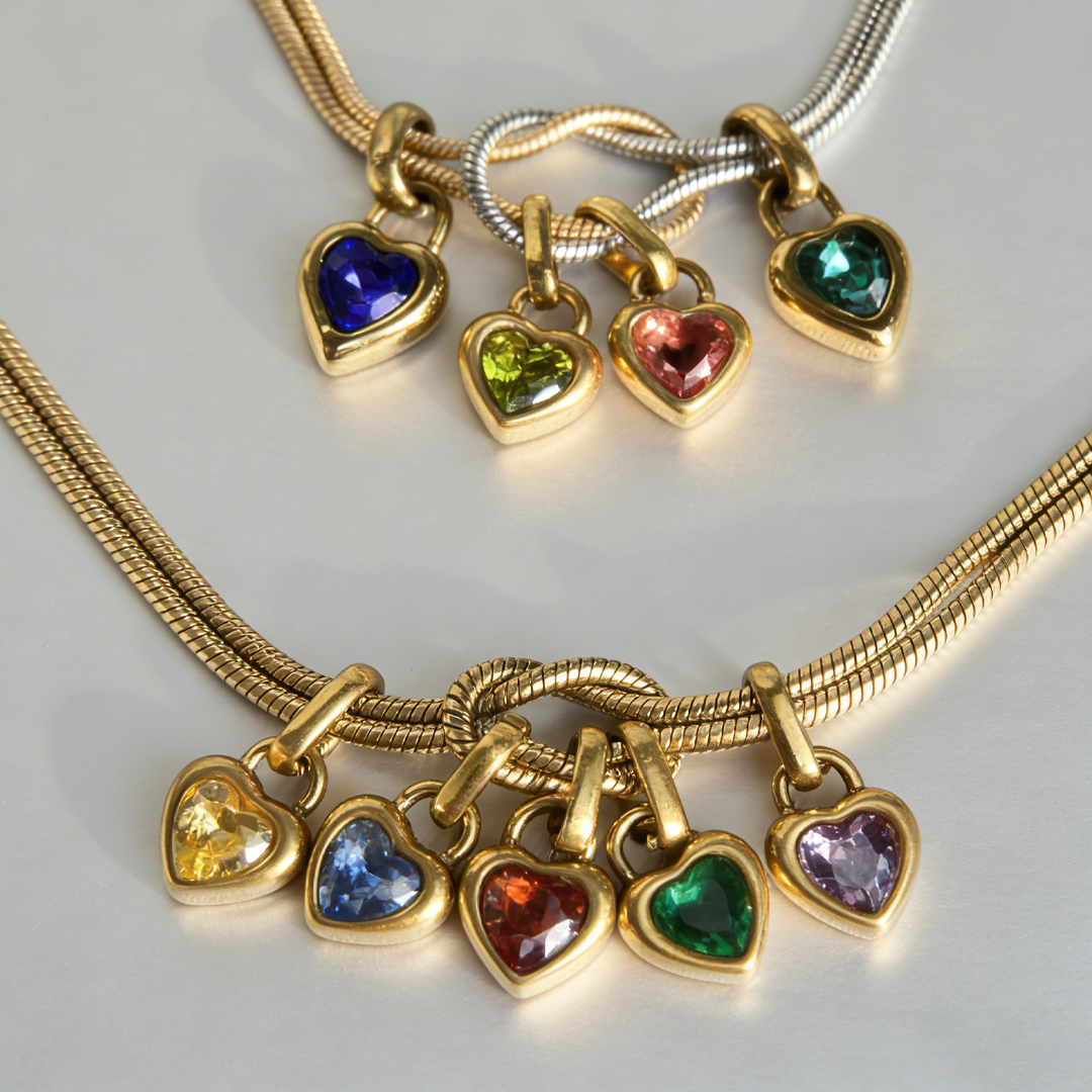 For Mom Custom Love Birthstone Knot Bracelet – Up to 14 Heart-Shaped Birthstones 