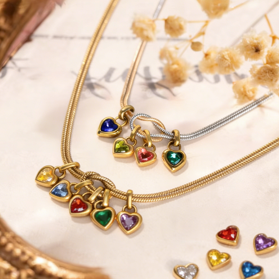 For Mom Custom Love Birthstone Knot Bracelet – Up to 14 Heart-Shaped Birthstones 