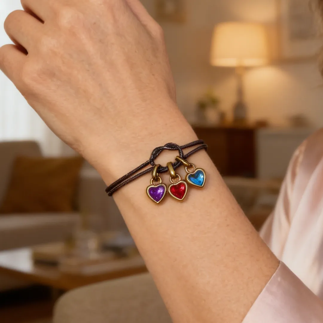For Mom Custom Love Birthstone Knot Bracelet – Up to 14 Heart-Shaped Birthstones 