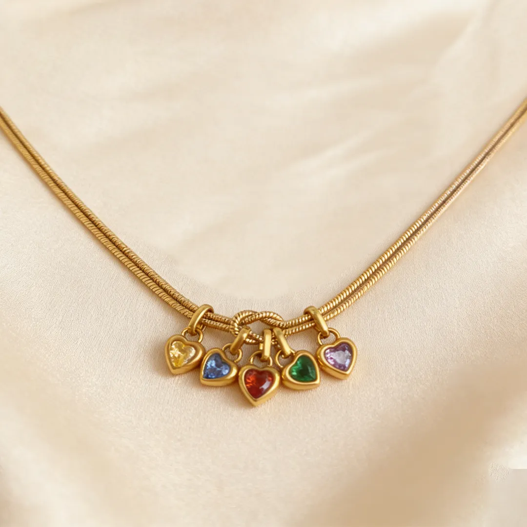 Custom Love Birthstone Knot Bracelet – Up to 14 Heart-Shaped Birthstones forGrandma