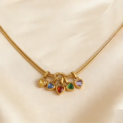 Custom Love Birthstone Knot Bracelet – Up to 14 Heart-Shaped Birthstones forGrandma