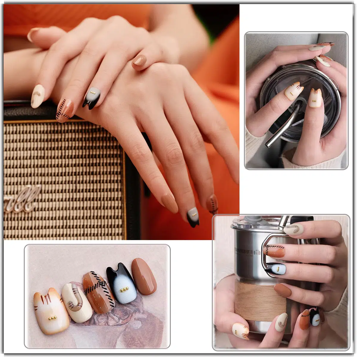 Love Pet Series: Chubby Garfield Cat Press On Nails | Handcrafted Cute Cat - Shaped Nail Art