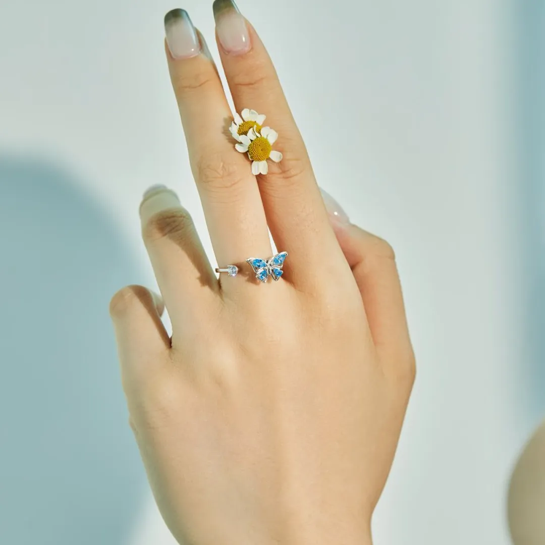 Magic Guardian Jewelry Valentine's Day Gift 🦋 Rotating Blue Butterfly Ring | Where Transformation Meets Love