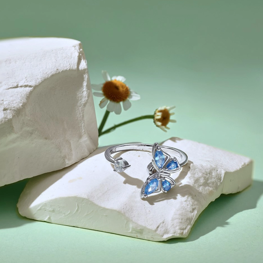 Magic Guardian Jewelry Valentine's Day Gift 🦋 Rotating Blue Butterfly Ring | Where Transformation Meets Love