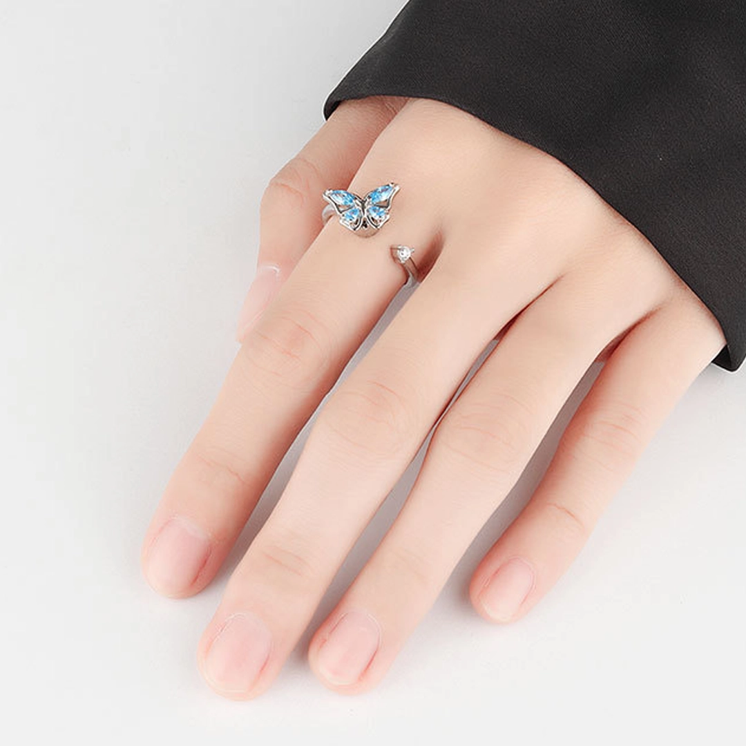 Magic Guardian Jewelry Valentine's Day Gift 🦋 Rotating Blue Butterfly Ring | Where Transformation Meets Love