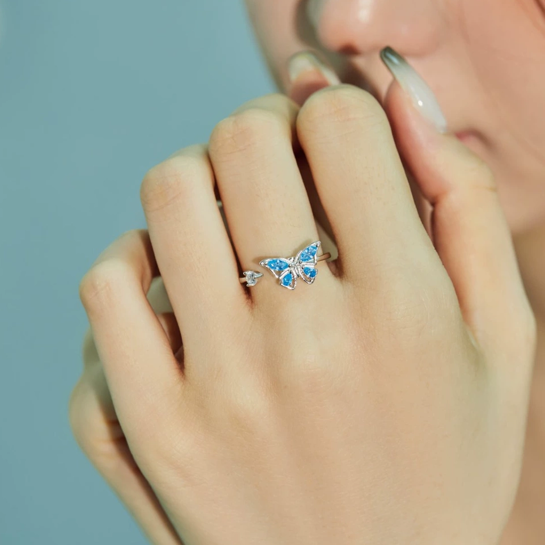 Magic Guardian Jewelry Valentine's Day Gift 🦋 Rotating Blue Butterfly Ring | Where Transformation Meets Love