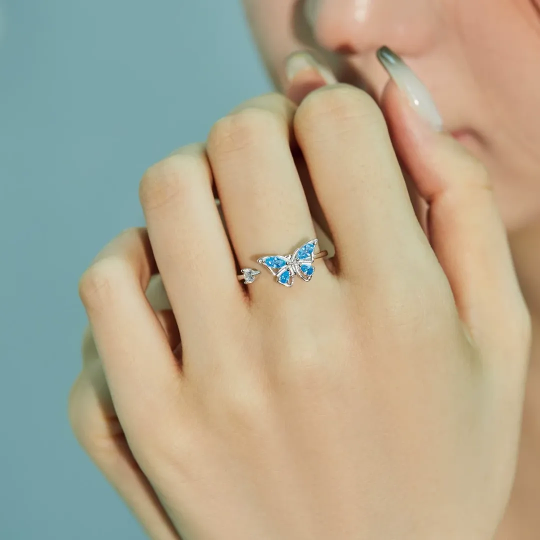 Magic Guardian Jewelry Valentine's Day Gift 🦋 Rotating Blue Butterfly Ring | Where Transformation Meets Love