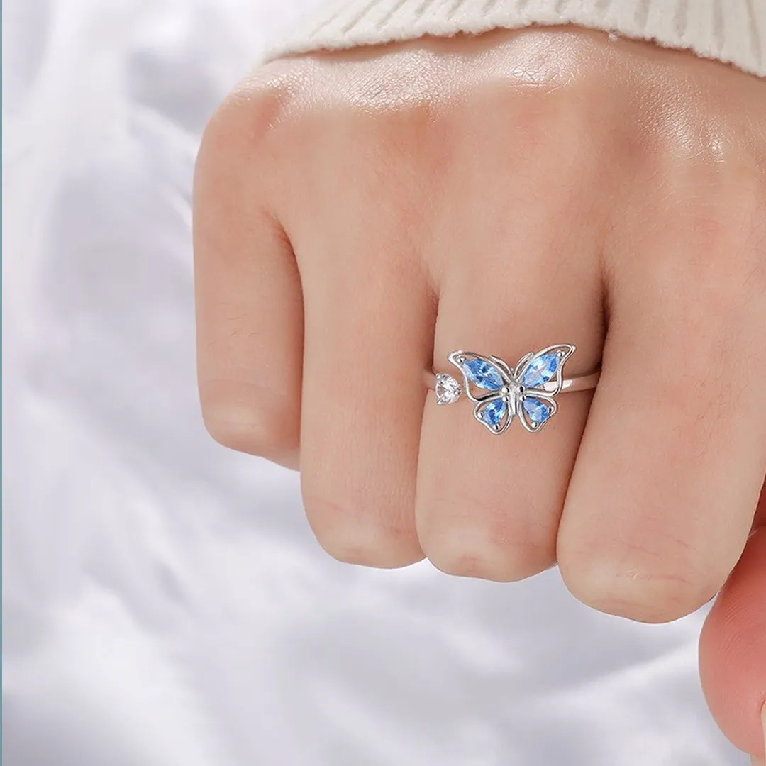 Magic Guardian Jewelry Valentine's Day Gift 🦋 Rotating Blue Butterfly Ring | Where Transformation Meets Love