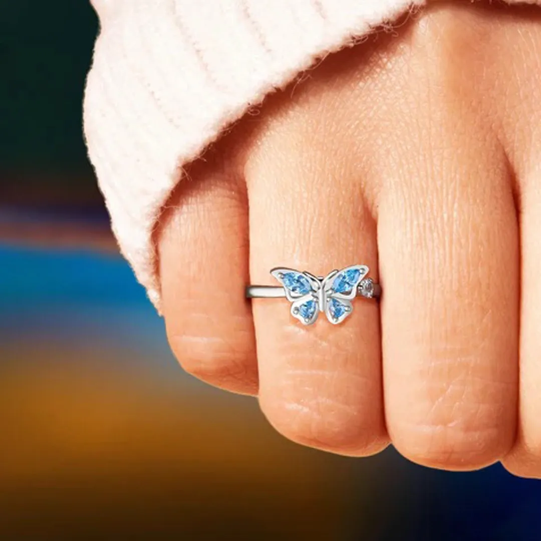 Magic Guardian Jewelry Valentine's Day Gift 🦋 Rotating Blue Butterfly Ring | Where Transformation Meets Love