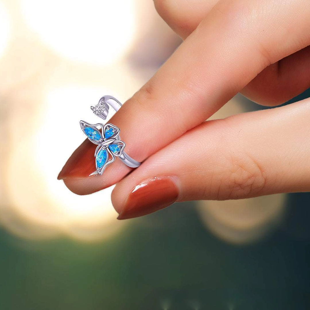 Magic Guardian Jewelry Valentine's Day Gift 🦋 Rotating Blue Butterfly Ring | Where Transformation Meets Love