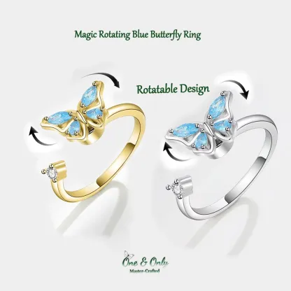 Magic Guardian Jewelry Valentine's Day Gift 🦋 Rotating Blue Butterfly Ring | Where Transformation Meets Love