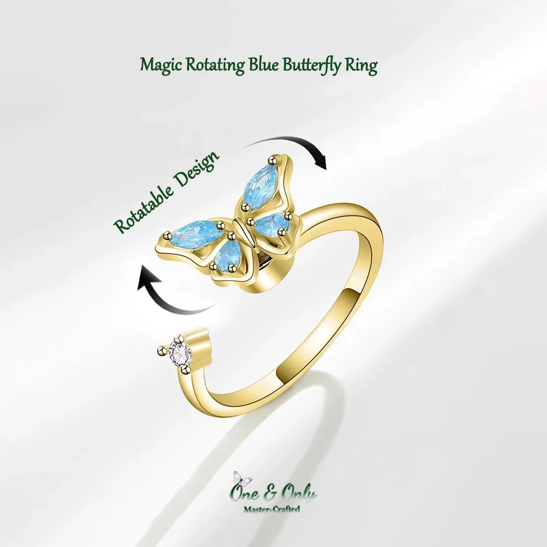 Magic Guardian Jewelry Valentine's Day Gift 🦋 Rotating Blue Butterfly Ring | Where Transformation Meets Love
