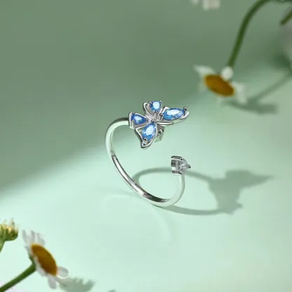 Magic Guardian Jewelry Valentine's Day Gift 🦋 Rotating Blue Butterfly Ring | Where Transformation Meets Love