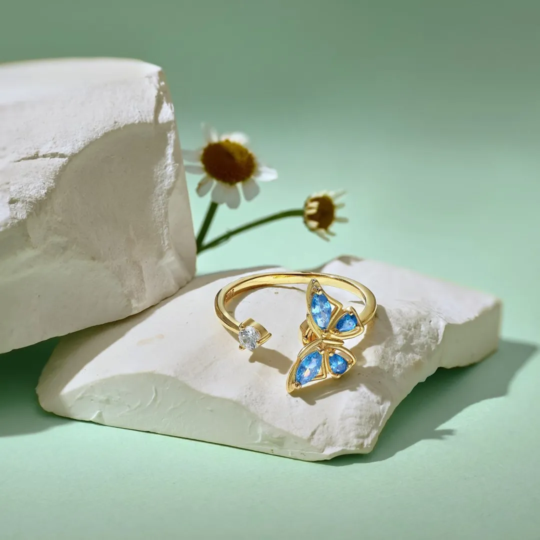 Magic Guardian Jewelry Valentine's Day Gift 🦋 Rotating Blue Butterfly Ring | Where Transformation Meets Love