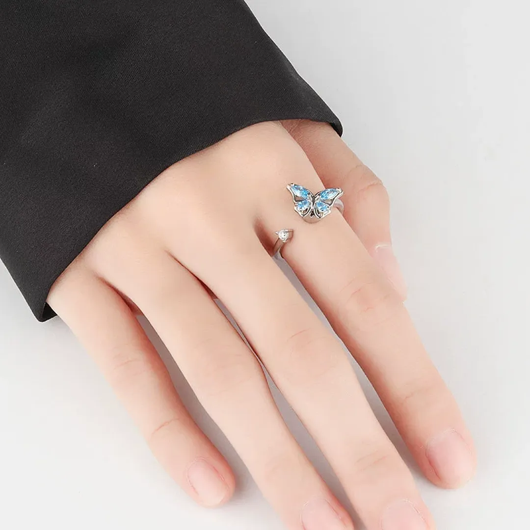 Magic Guardian Jewelry Valentine's Day Gift 🦋 Rotating Blue Butterfly Ring | Where Transformation Meets Love