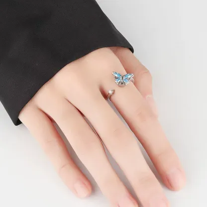 Magic Guardian Jewelry Valentine's Day Gift 🦋 Rotating Blue Butterfly Ring | Where Transformation Meets Love