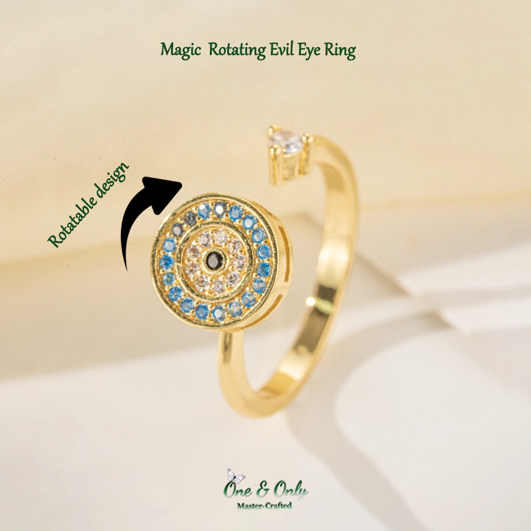 Valentine's Day Give the Gift of Protection —  Magic Rotating Evil Eye Ring | Guardian Protection Jewelry