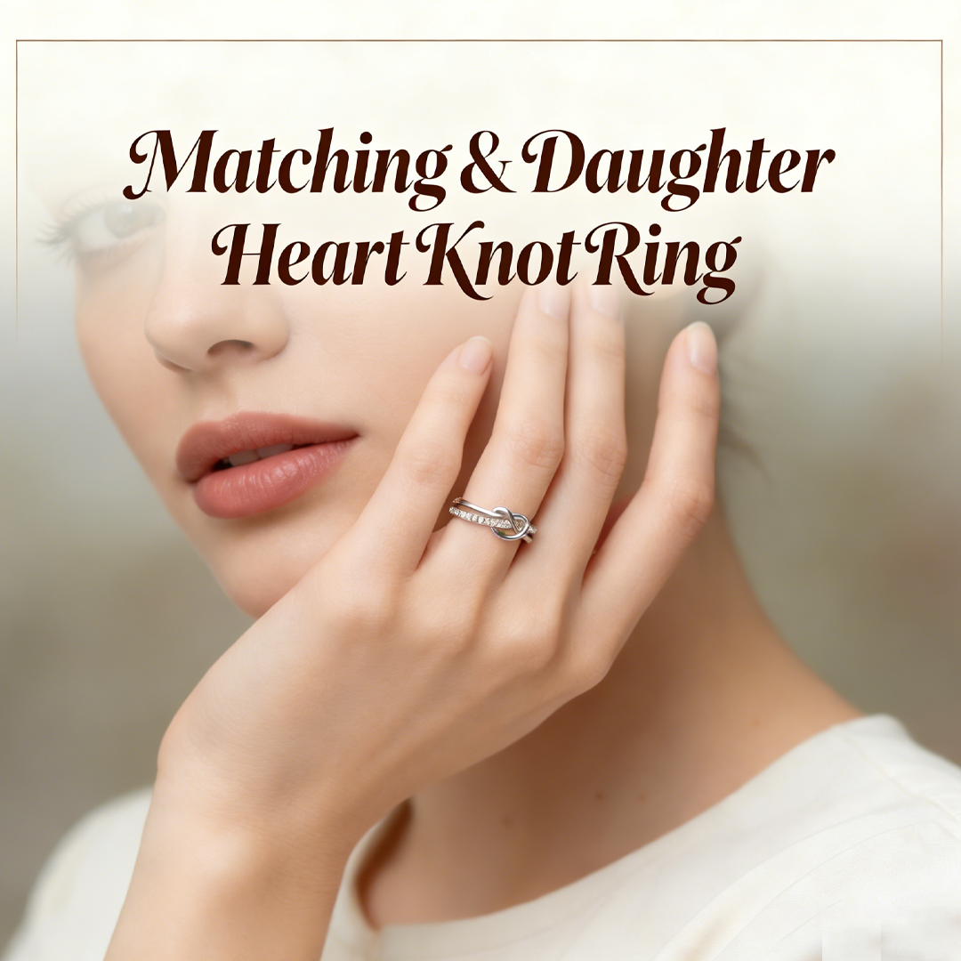 Matching Mother & Daughter Heart  Knot Rings | Sterling Silver Mother Daughter Love Knot Jewelry 